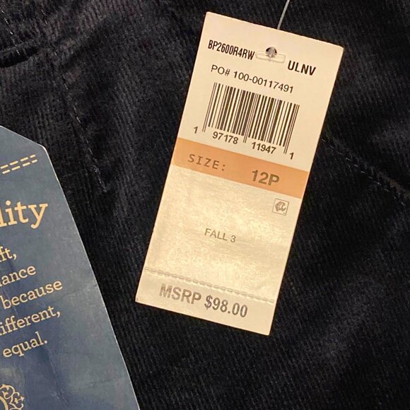 Democracy Ab Solution Itty Bitty Boot Corduroy Jeans Womens 12P PETITE Navy NWT - Picture 4 of 9